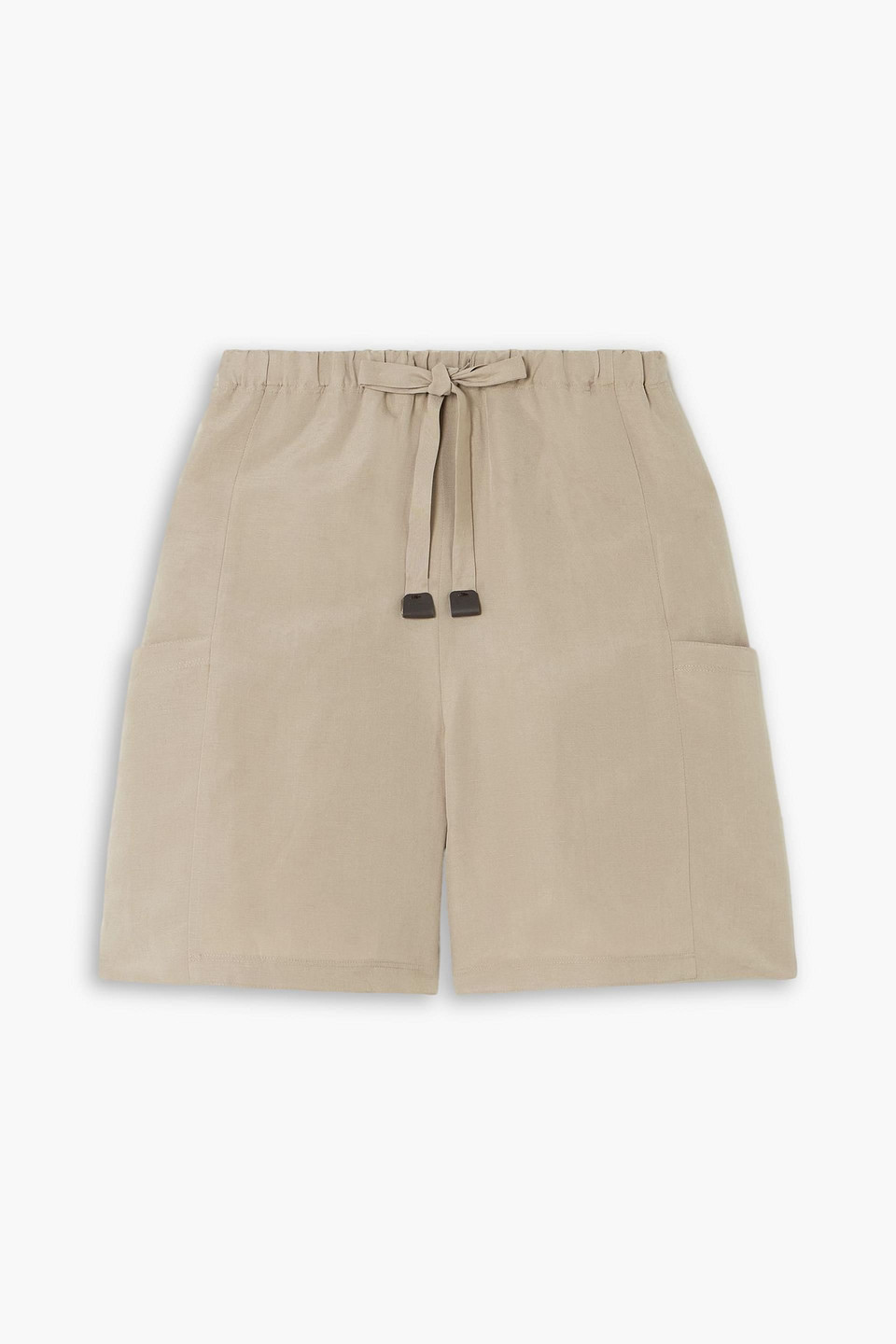 max mara - leather-trimmed linen and silk-blend shorts - neutral - it 40