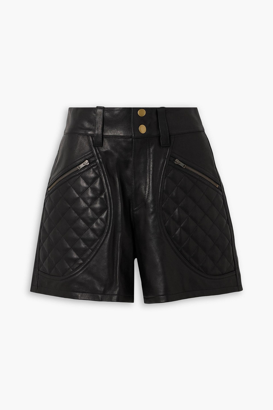 isabel marant - candice quilted leather shorts - black - fr 34