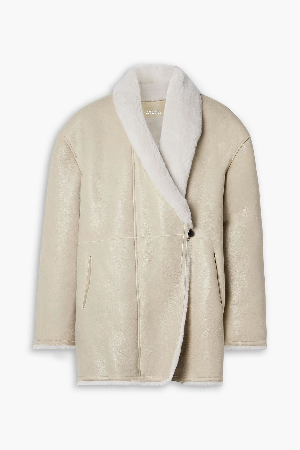 isabel marant - elanore shearling jacket - neutral - fr 36