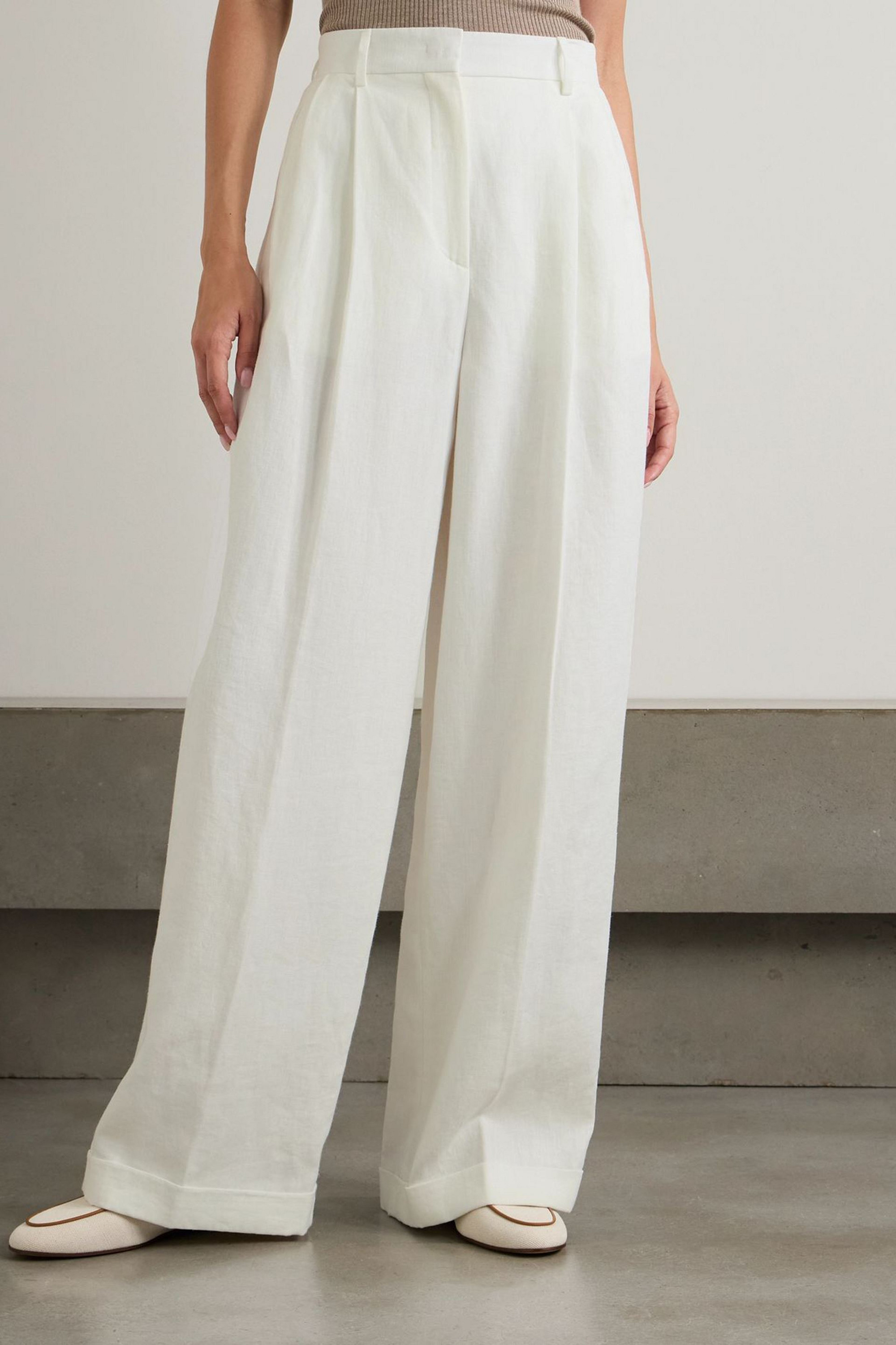 Tod's Pleated linen wide-leg pants
