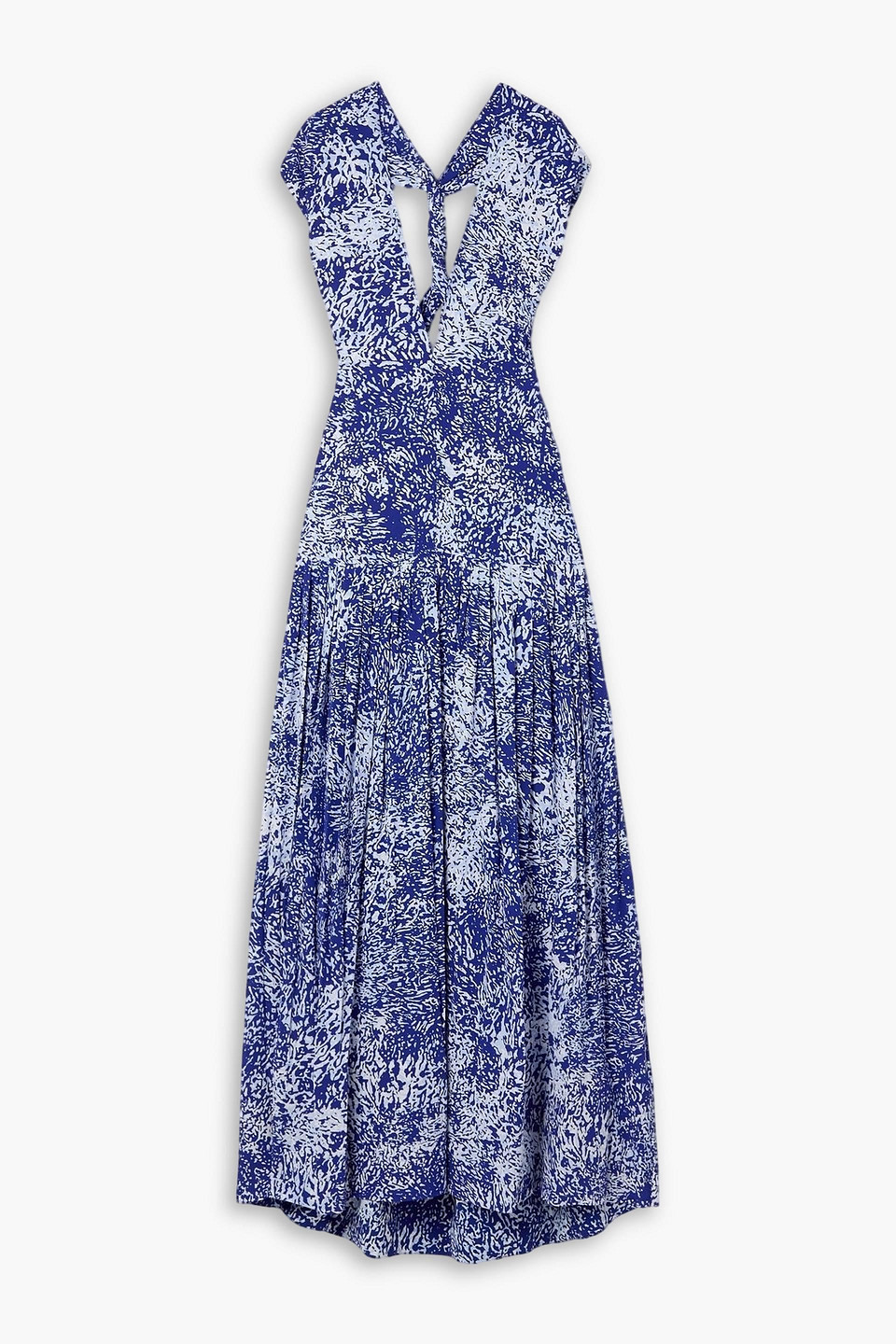 proenza schouler - simone pleated printed crepe maxi dress - blue - us 12