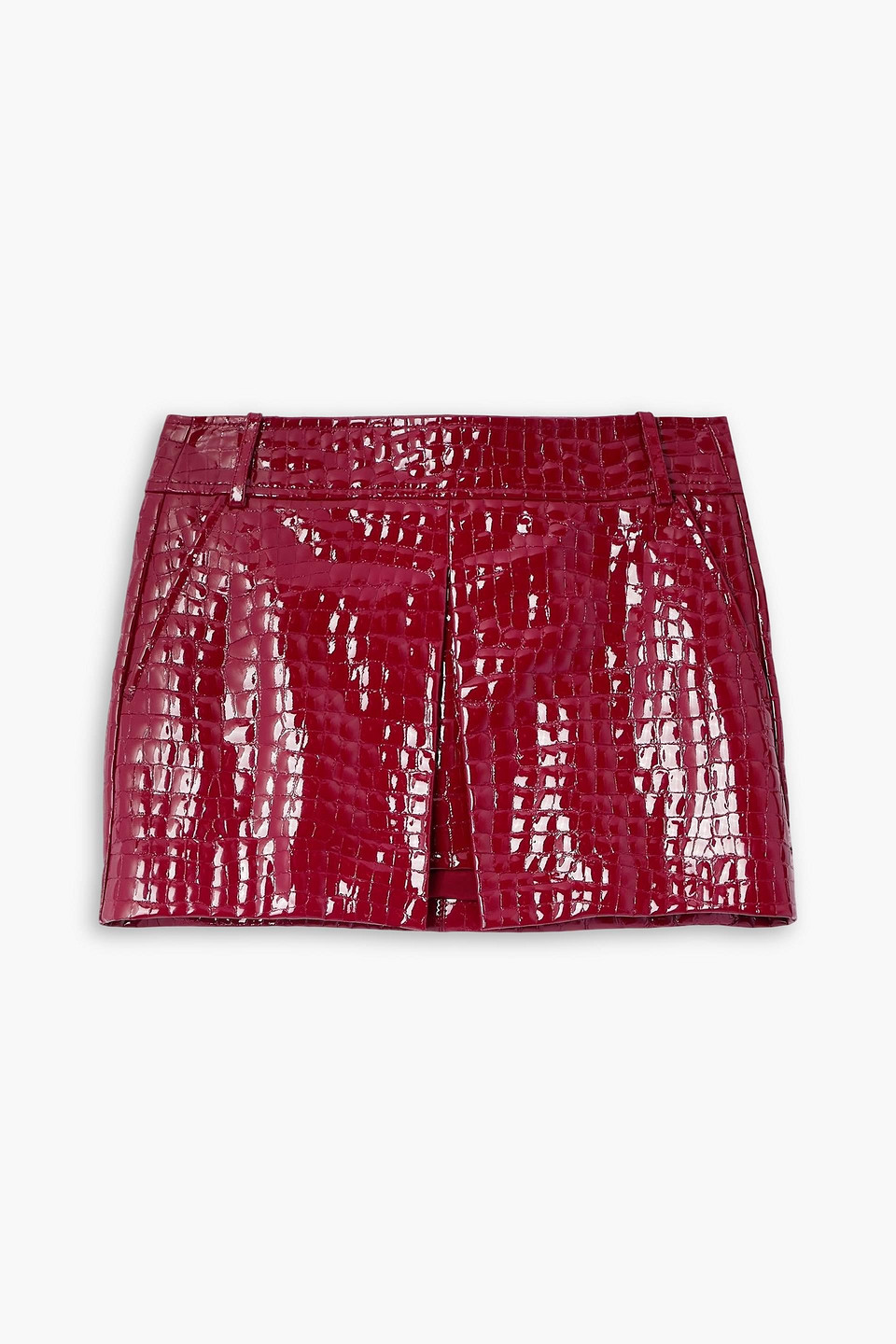 tom ford - croc-effect patent-leather mini skirt - red - it 38