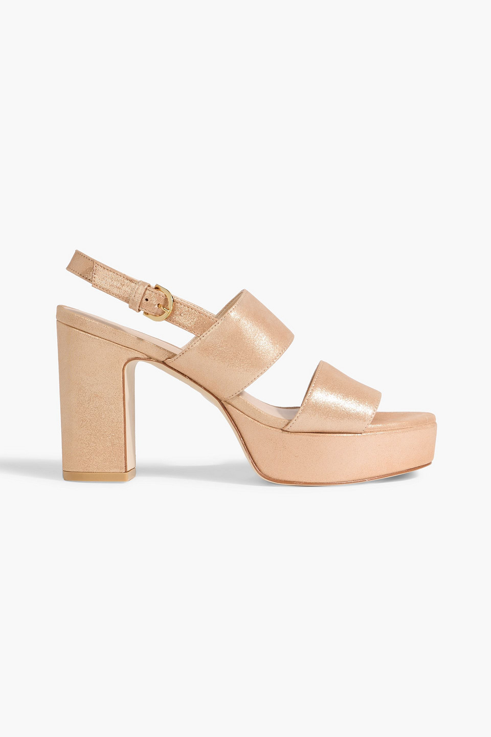 Stuart Weitzman Ono Metallic Suede Platform Sandals In Brown