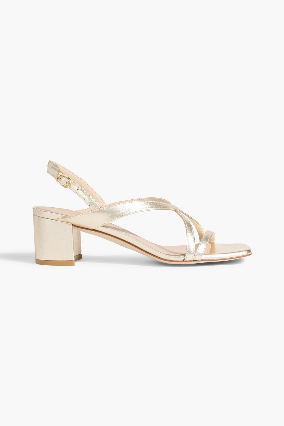 stuart weitzman - oasis 50 metallic leather slingback sandals - metallic - us 7