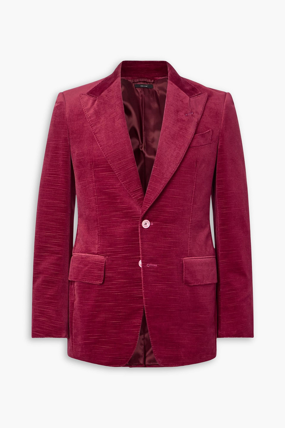 tom ford - shelton slim-fit cotton-velvet blazer - burgundy - it 48