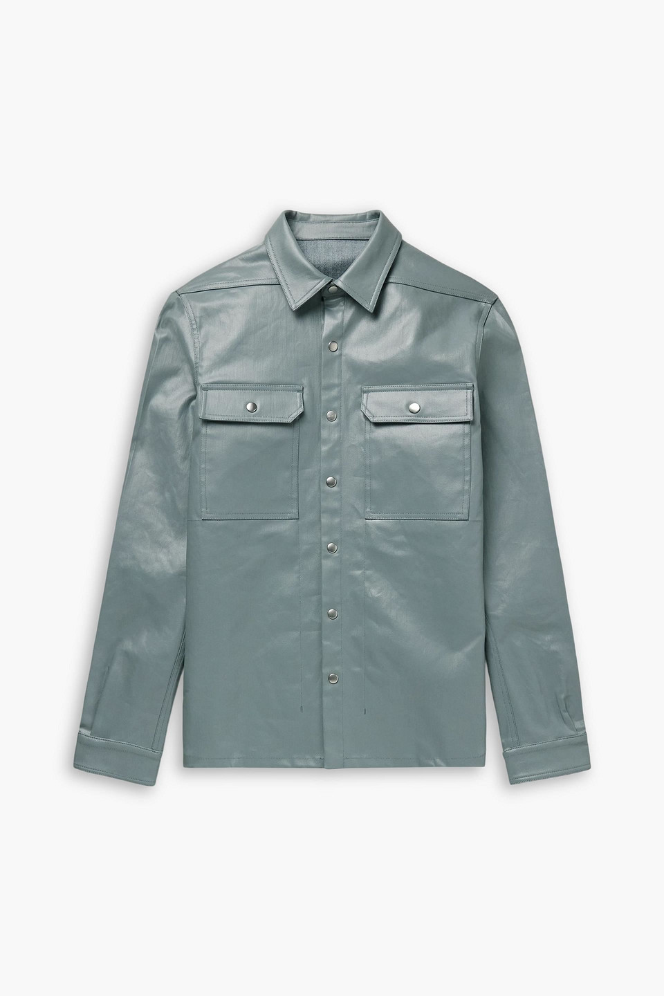 rick owens - coated denim overshirt - blue - it 50