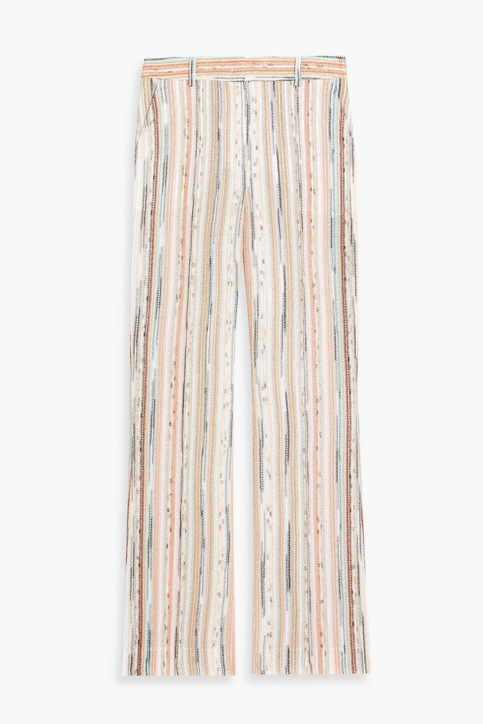 missoni - metallic striped crochet-knit straight-leg pants - green - it 38