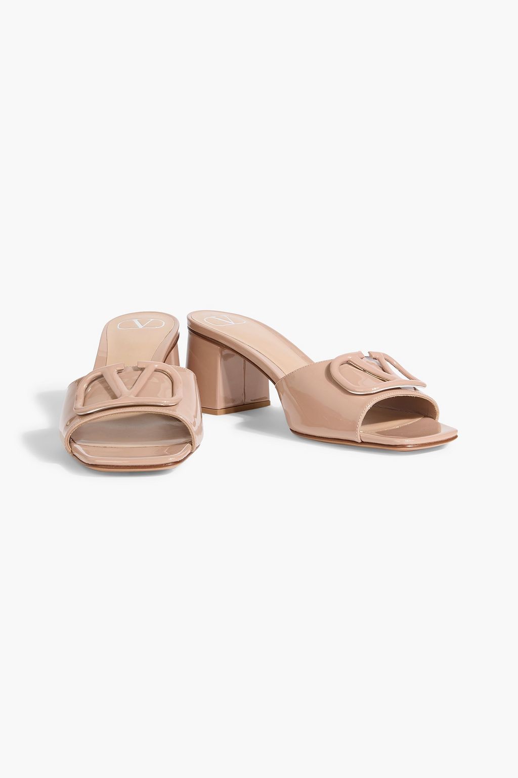 VALENTINO GARAVANI VLOGO Signature patent-leather mules | THE OUTNET