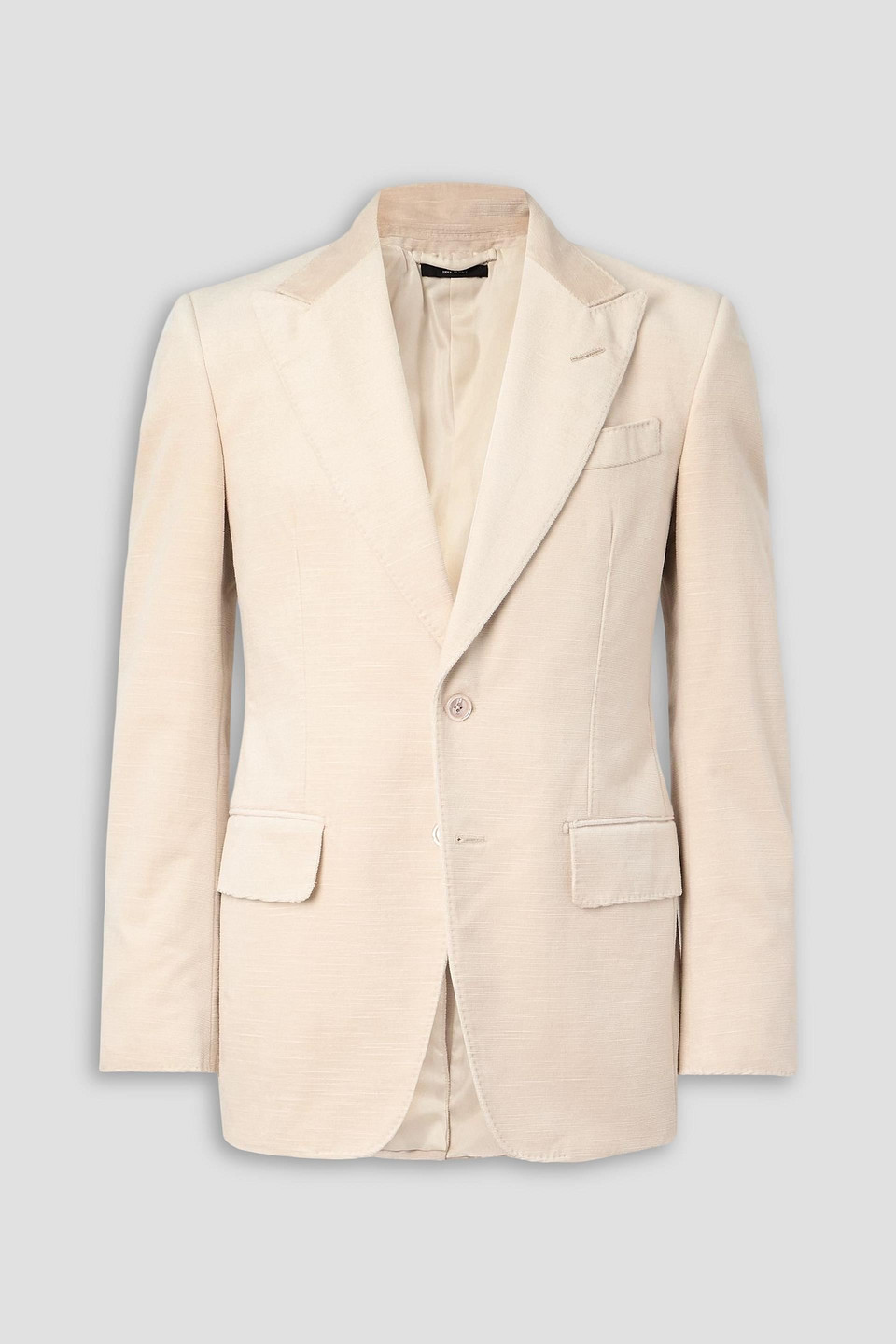 Tom Ford Shelton Slim-fit Cotton-velvet Blazer In Neutral