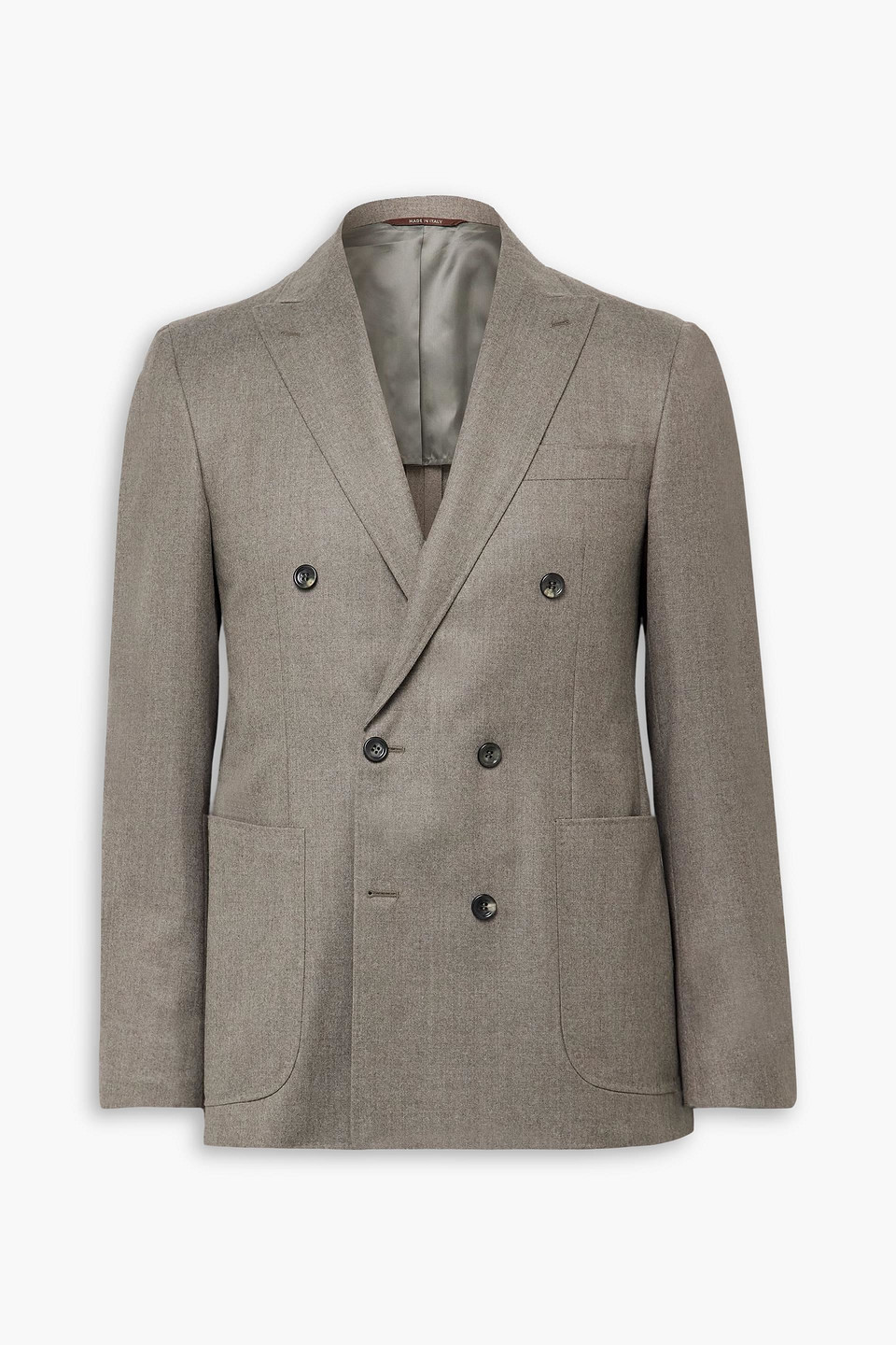 canali - kei slim-fit double-breasted wool-flannel suit jacket - neutral - it 46