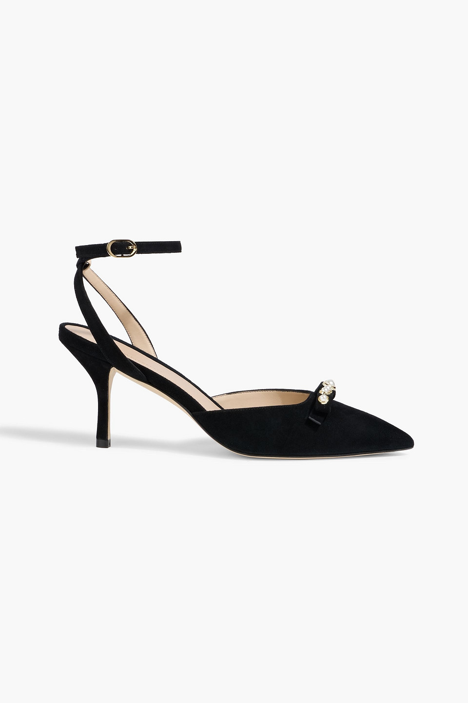 Stuart Weitzman Luella 75 Faux Pearl-embellished Suede Pumps In Multi