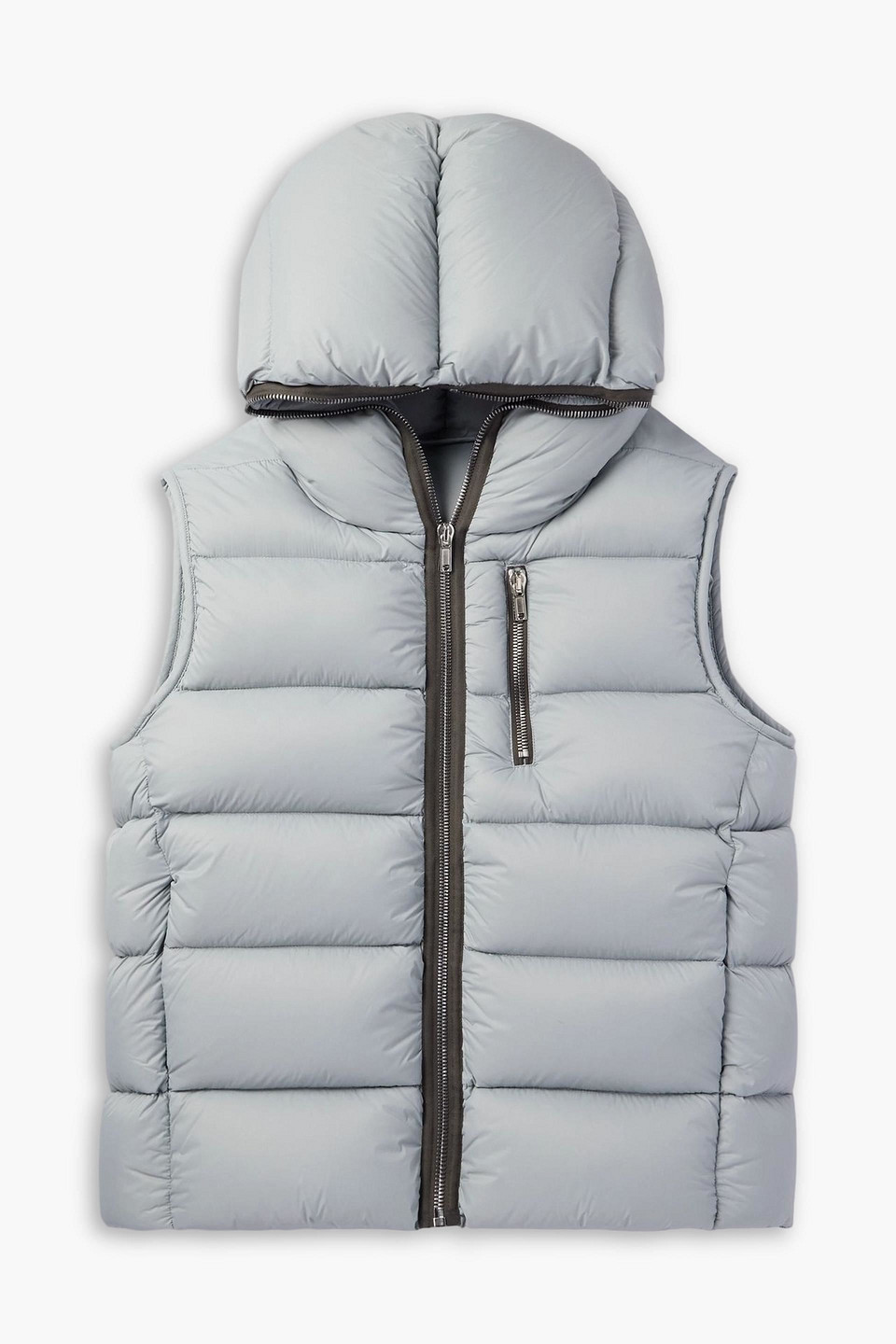 rick owens - quilted shell hooded down vest - blue - it 48