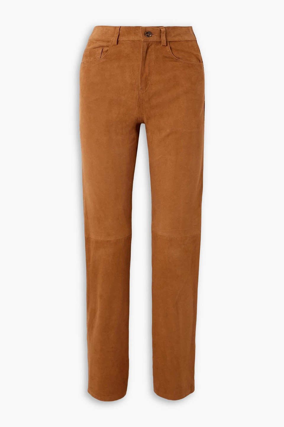 Blazé Milano Paso Paneled Suede Straight-leg Pants In Brown