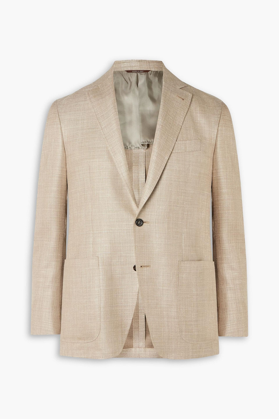 canali - wool, silk and linen-blend blazer - neutral - it 58