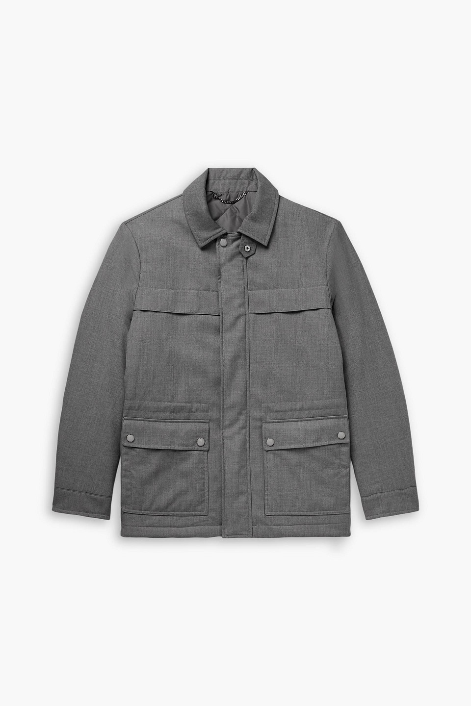 canali - padded twill field jacket - gray - it 48