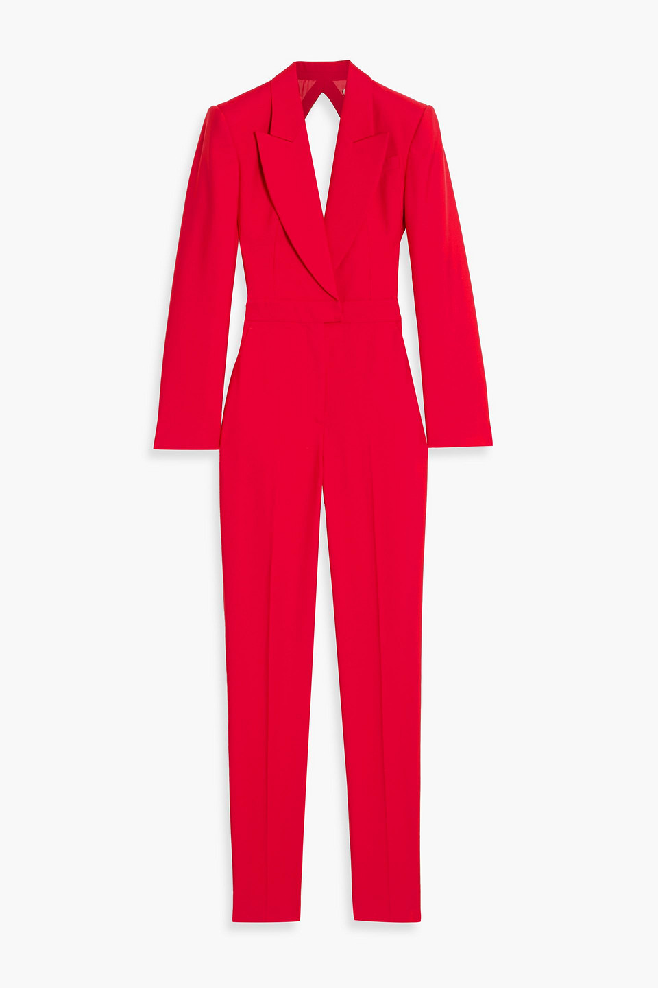 Alexander Mcqueen Cutout Wool-crepe Jumpsuit In Red