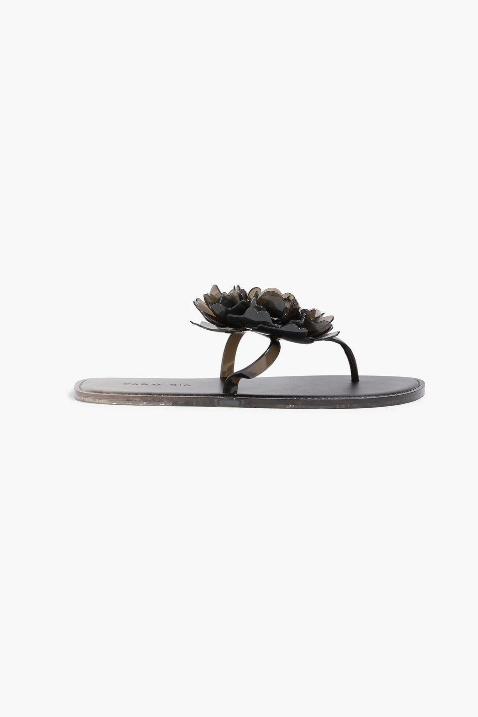 farm rio - appliquéd pvc flip flops - black - eu 39