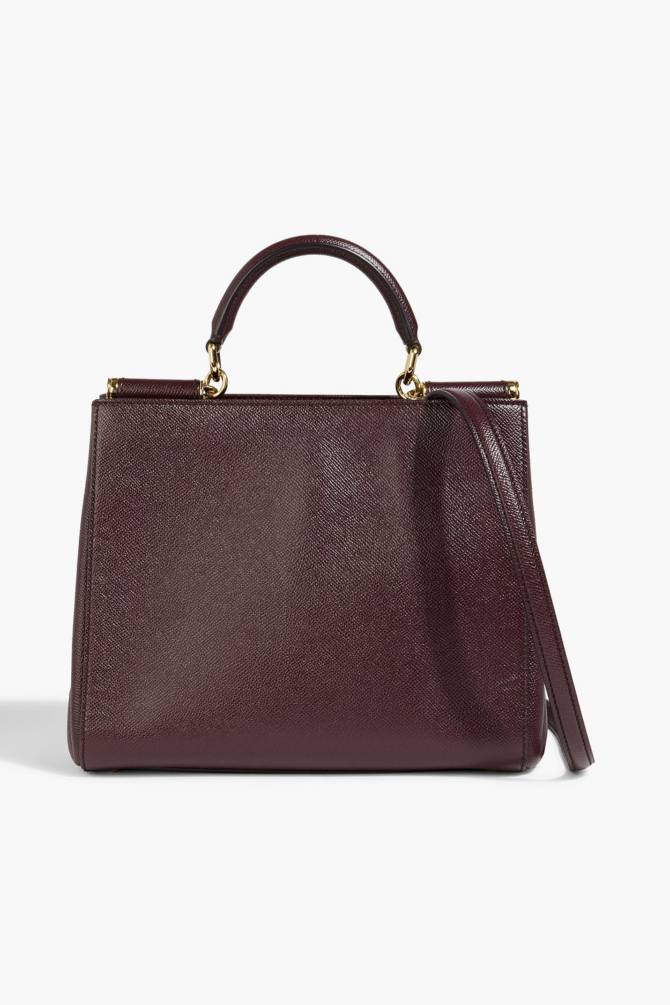 Dolce & Gabbana Sicily Pebbled-leather Tote In Burgundy