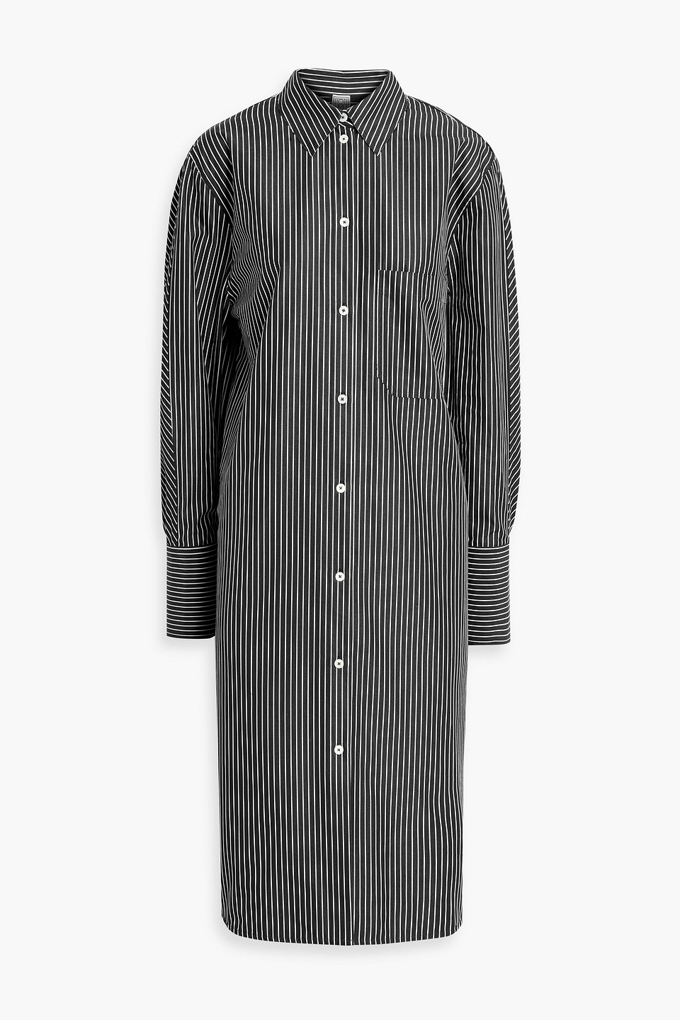 toteme - striped cotton-poplin midi shirt dress - black - eu 32