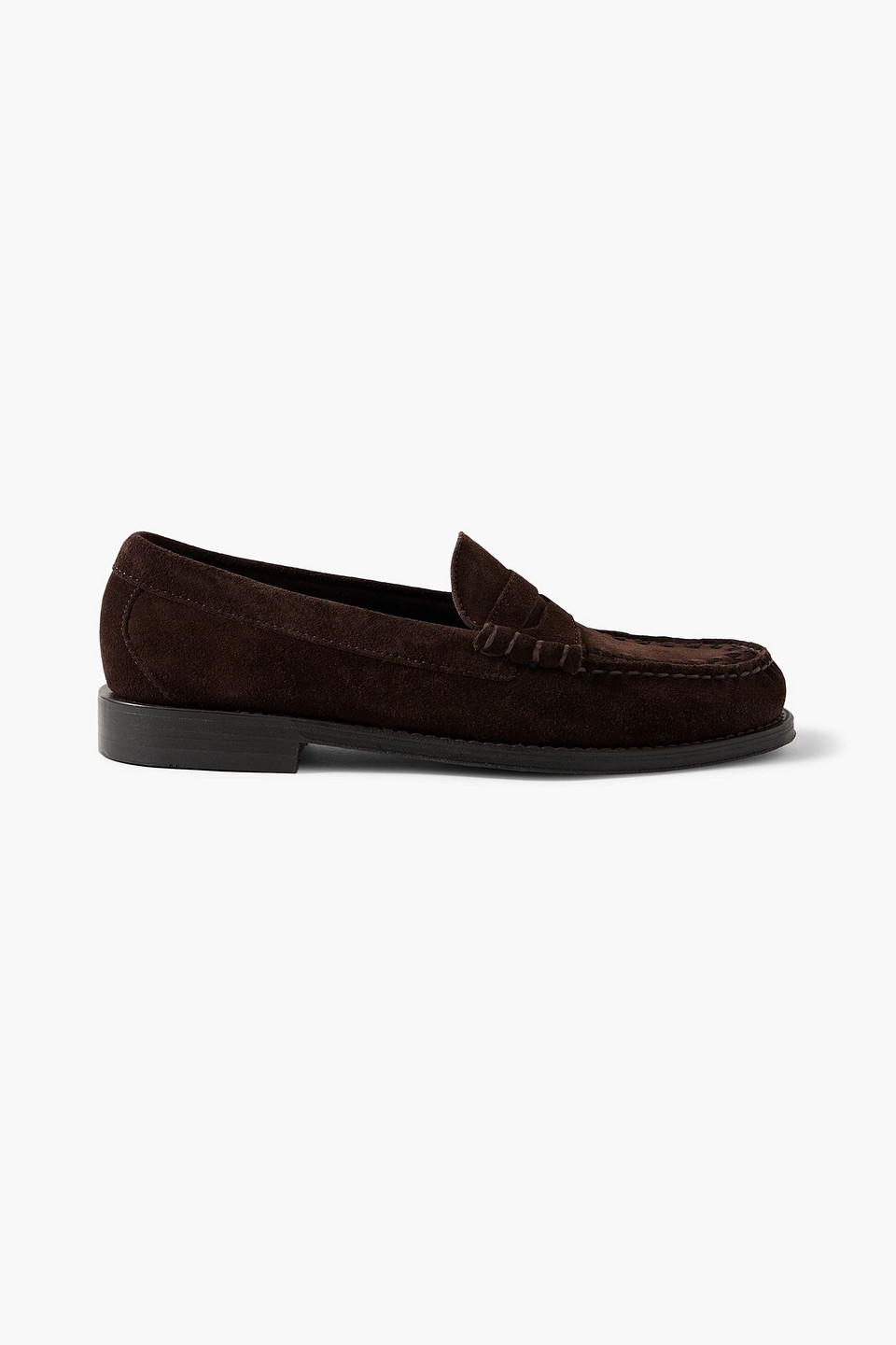 g.h. bass & co - weejuns heritage larson suede penny loafers - black - uk 11