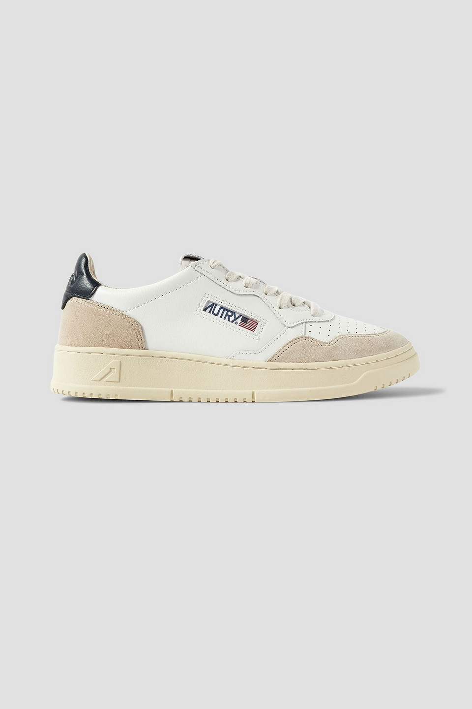 autry - medalist suede-trimmed leather sneakers - white - eu 40