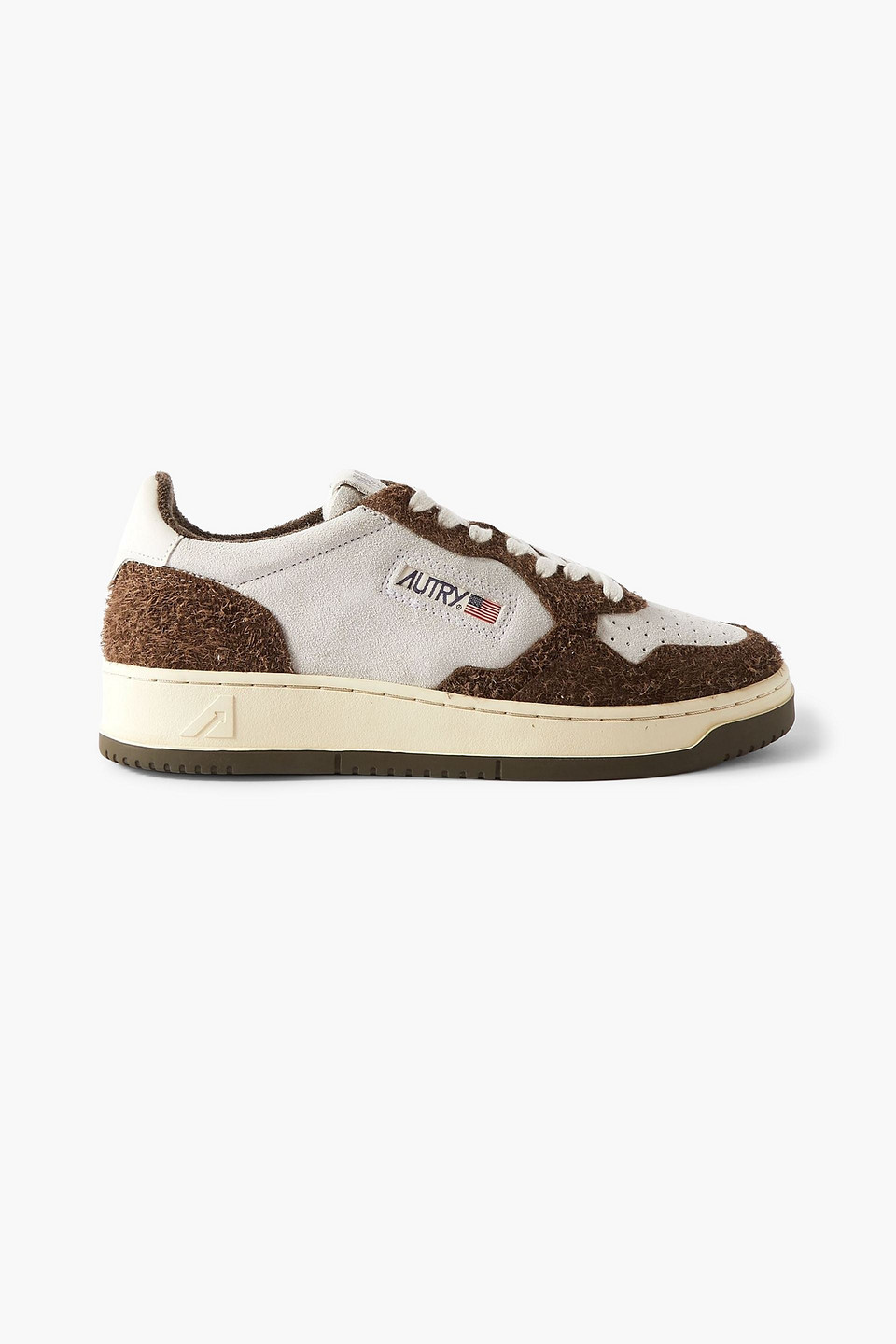 autry - medalist leather-trimmed suede sneakers - brown - eu 40