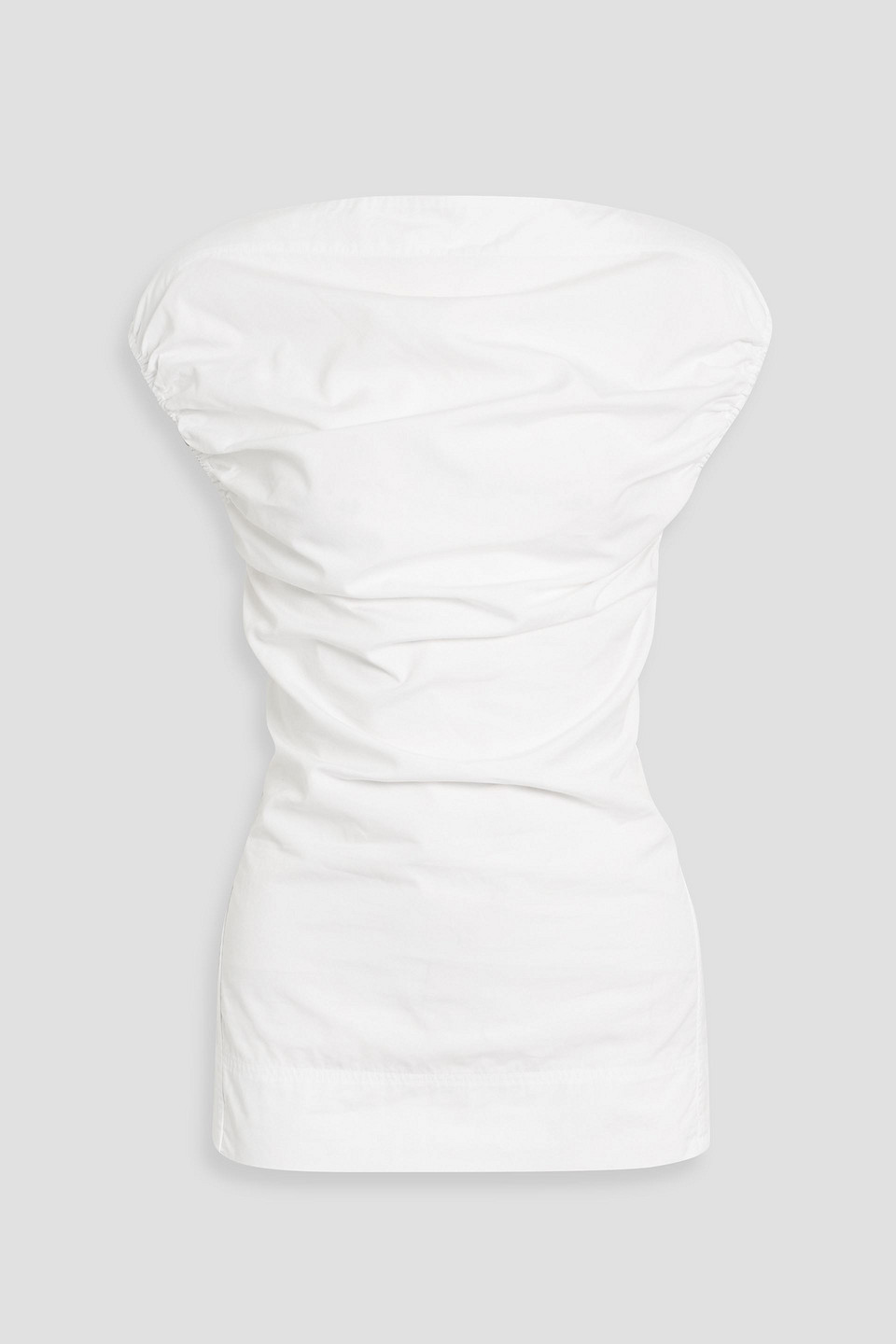 Totême Gathered Cotton-poplin Top In White