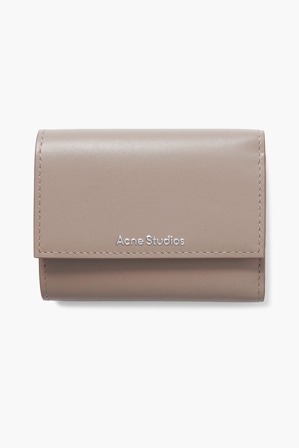 acne studios - logo-print leather trifold wallet - neutral - onesize