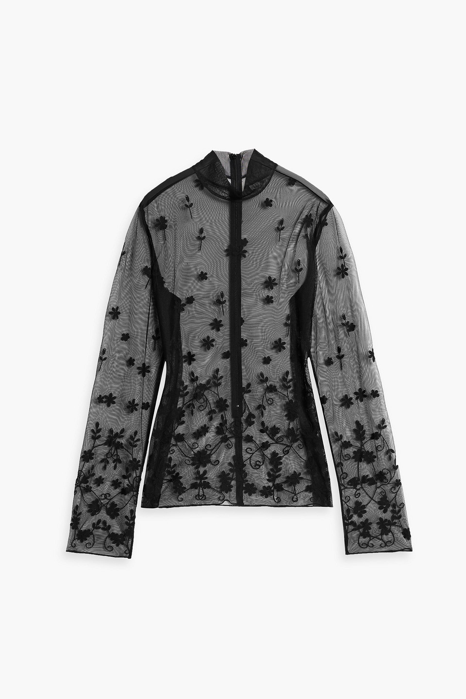 toteme - embroidered tulle blouse - black - eu 34