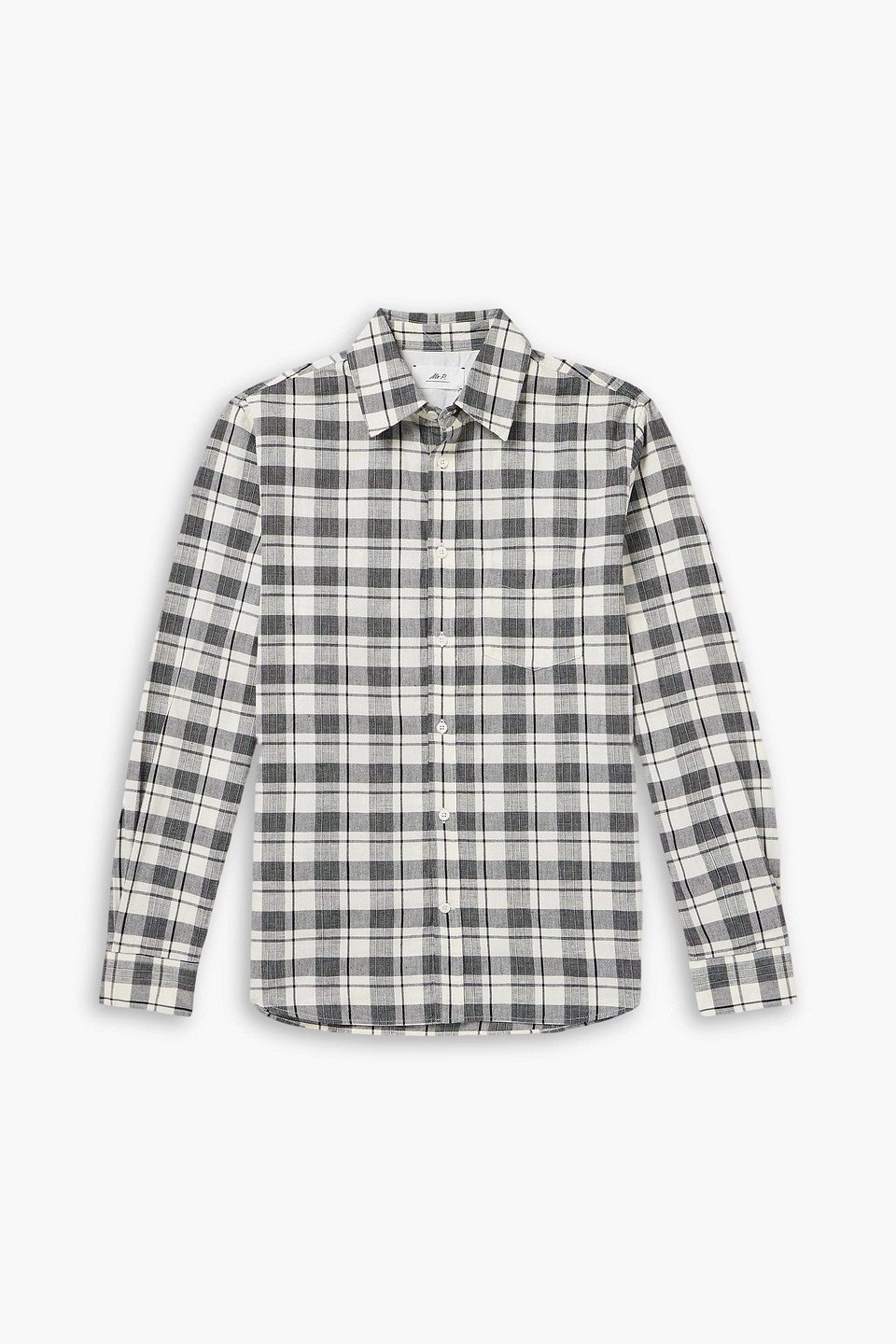 mr p. - checked cotton and linen-blend shirt - black - xxl