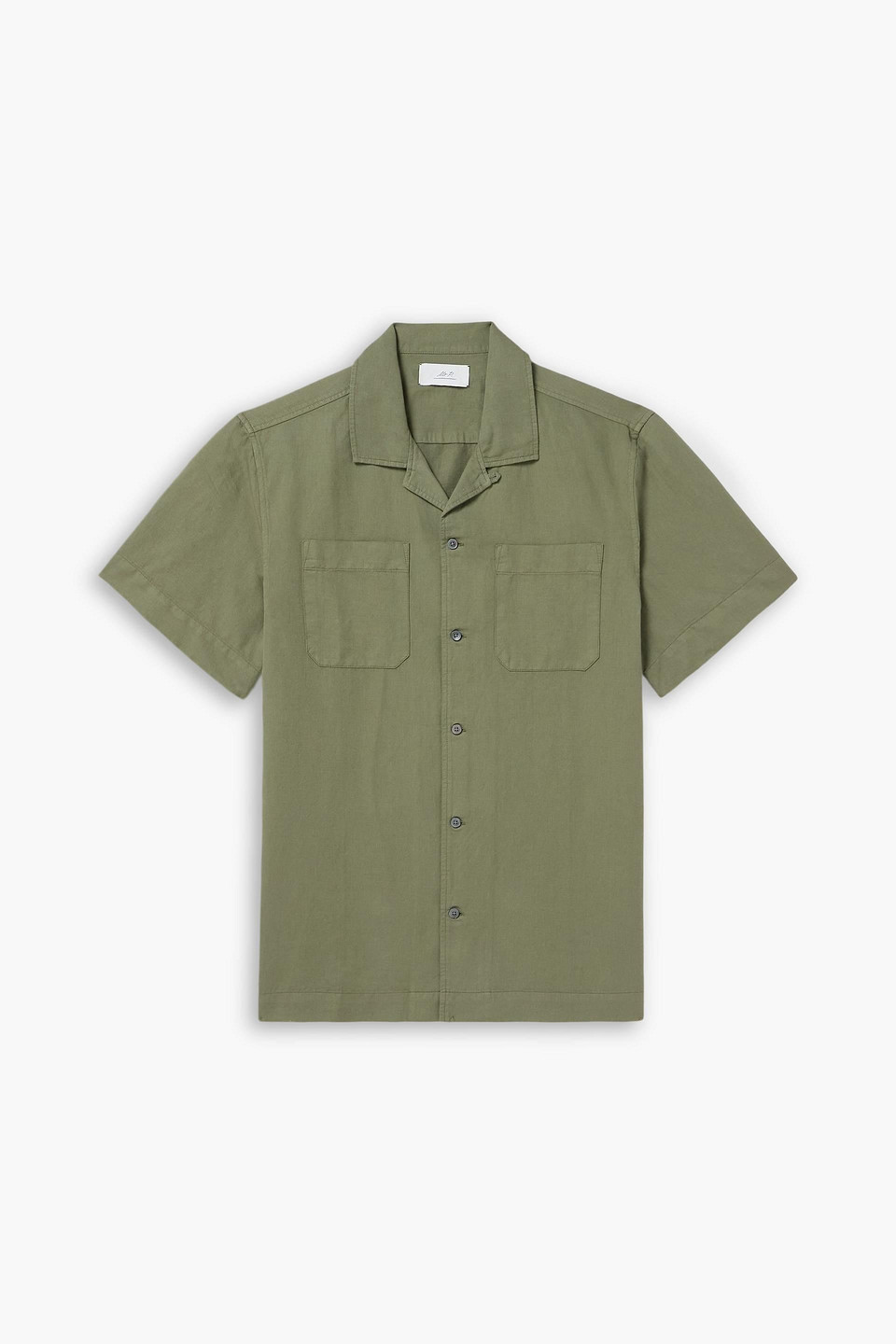 mr p. - michael convertible-collar garment-dyed cotton and linen-blend twill shirt - green - xxl