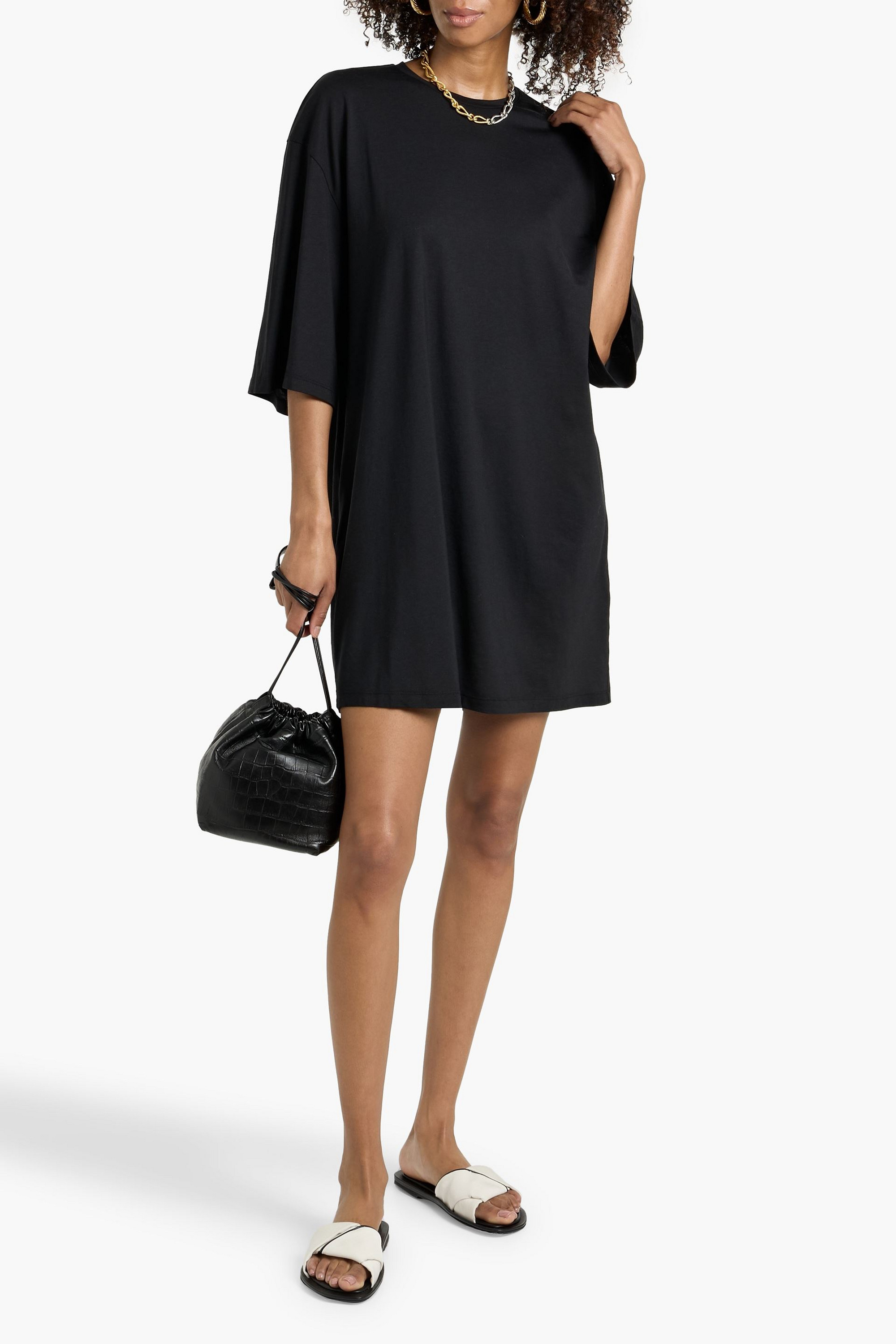 balenciaga jersey dress Balenciaga, Logo caped cotton jersey maxi dress, Women, Black, US 8, Dresses