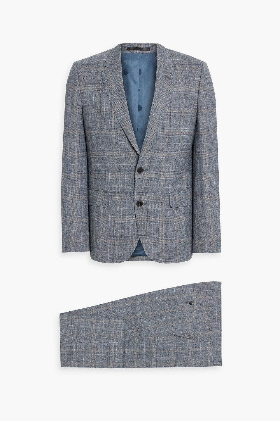 paul smith - checked wool, silk and linen-blend suit - blue - us 36