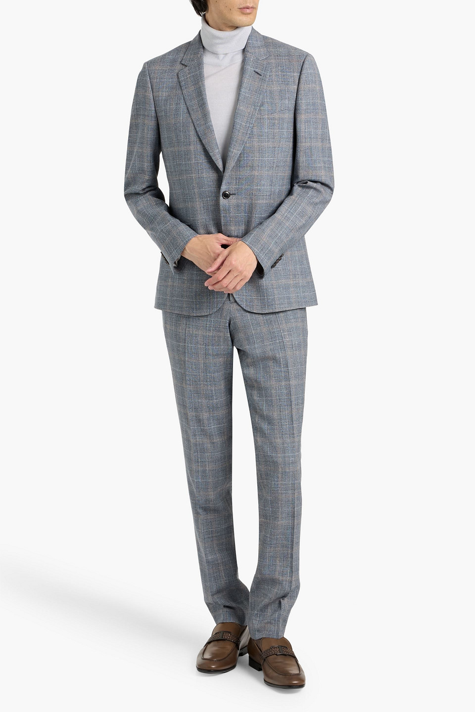  Paul Smith - Checked Wool, Silk And Linen-blend Suit - Blue - Us 36 
