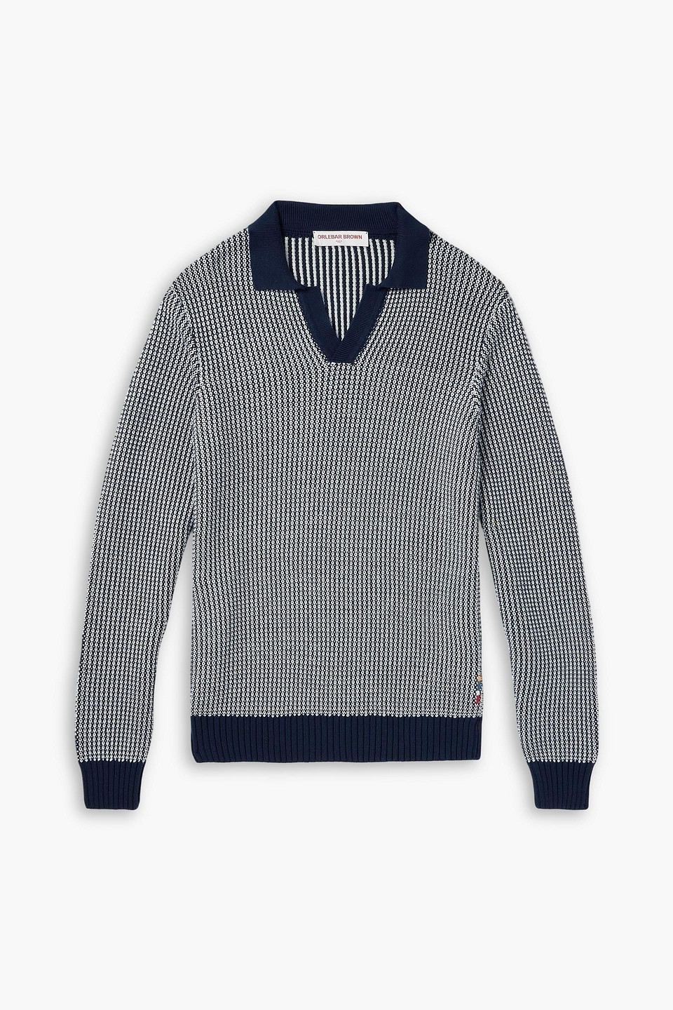 orlebar brown - horton cotton polo sweater - blue - xxl