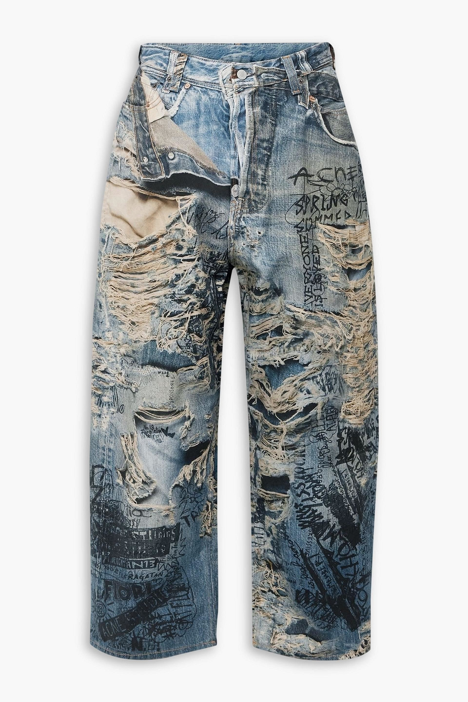 acne studios - wide-leg printed jeans - blue - it 52
