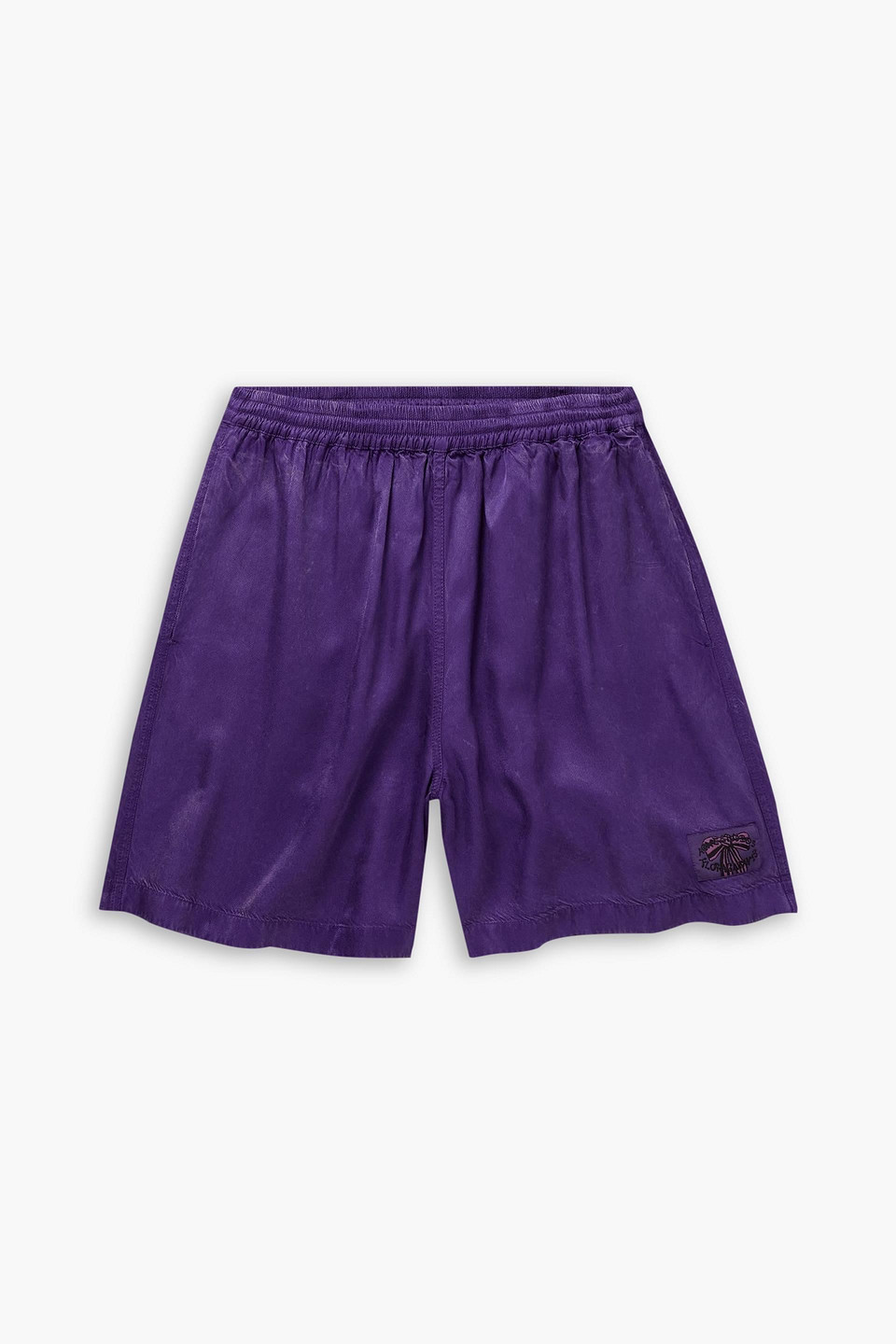acne studios - rudenta wide-leg logo-appliquéd satin-twill shorts - purple - it 52