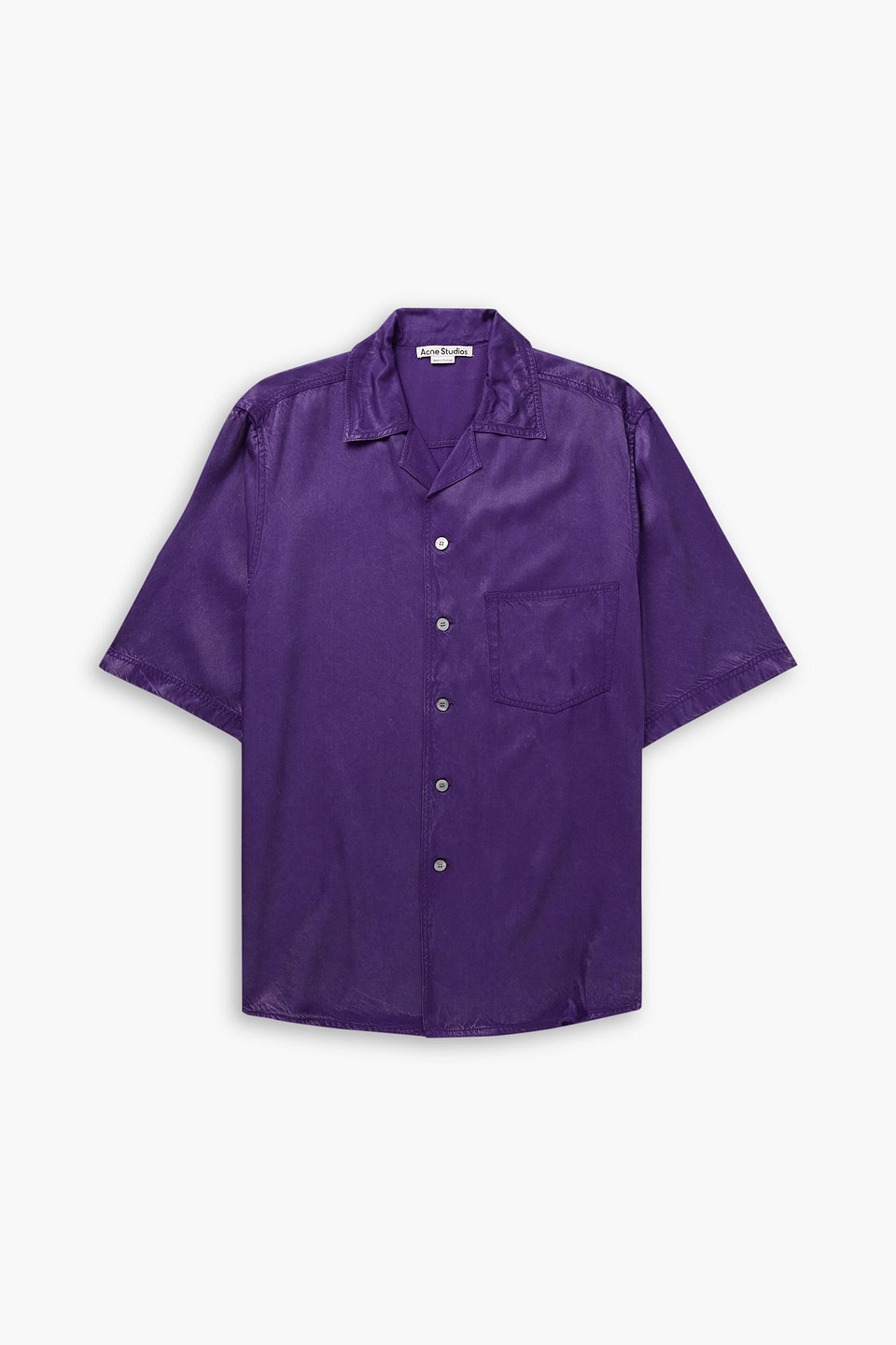 acne studios - sowen oversized camp-collar satin-twill shirt - purple - it 42