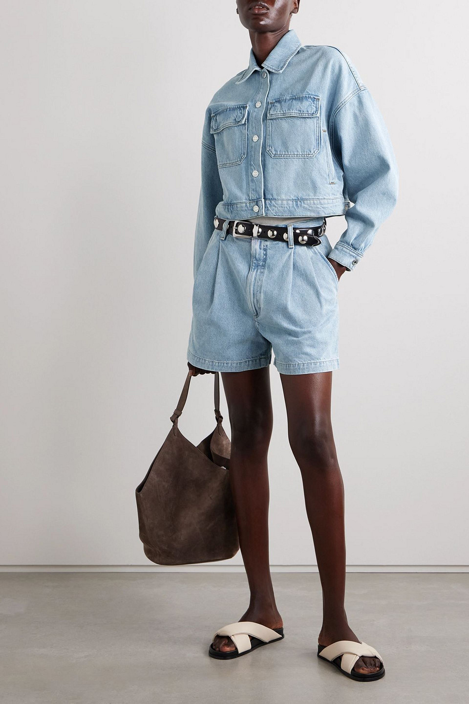  Agolde - Cropped Jeansjacke „luka“ - Blau - Xl 