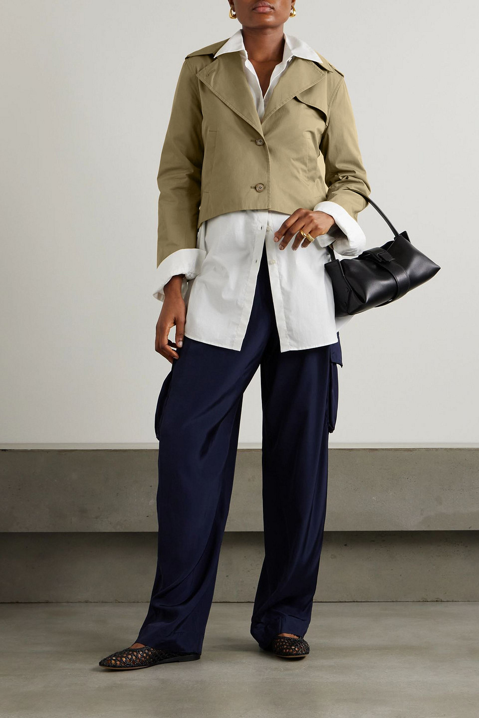  Frame - Cropped Cotton-gabardine Jacket - Neutral - Xl 