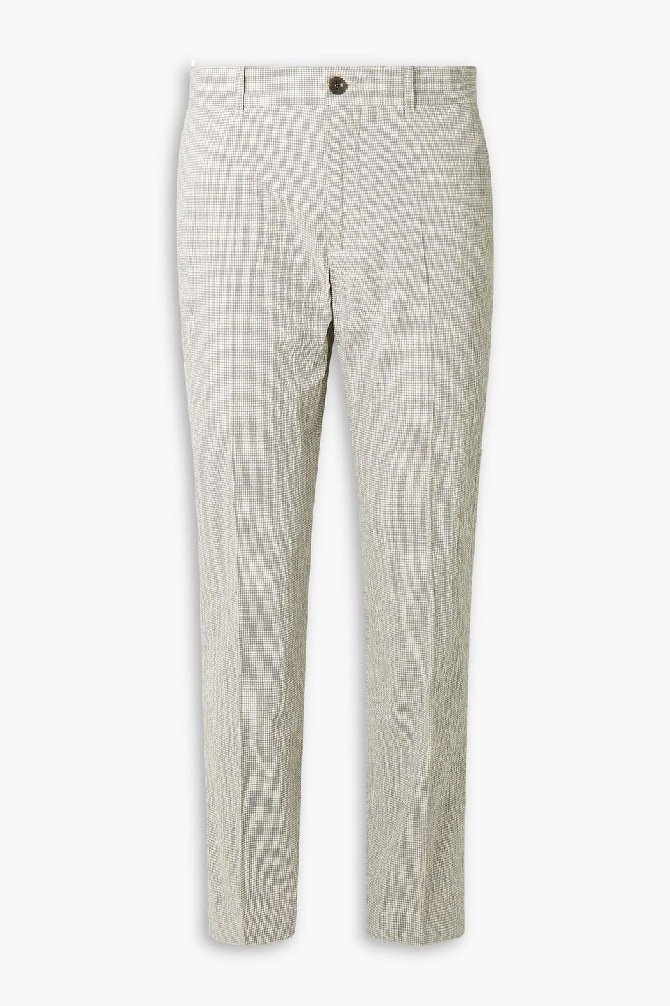 mr p. - golf samuel tapered checked cotton-blend seersucker pants - brown - 30
