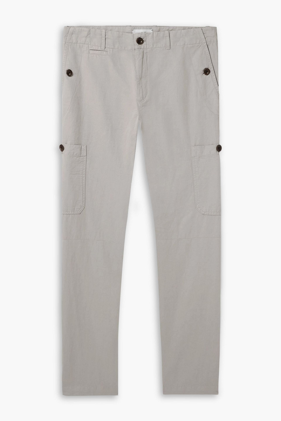 mr p. - samuel straight-leg garment-dyed cotton and linen-blend twill cargo pants - gray - 28