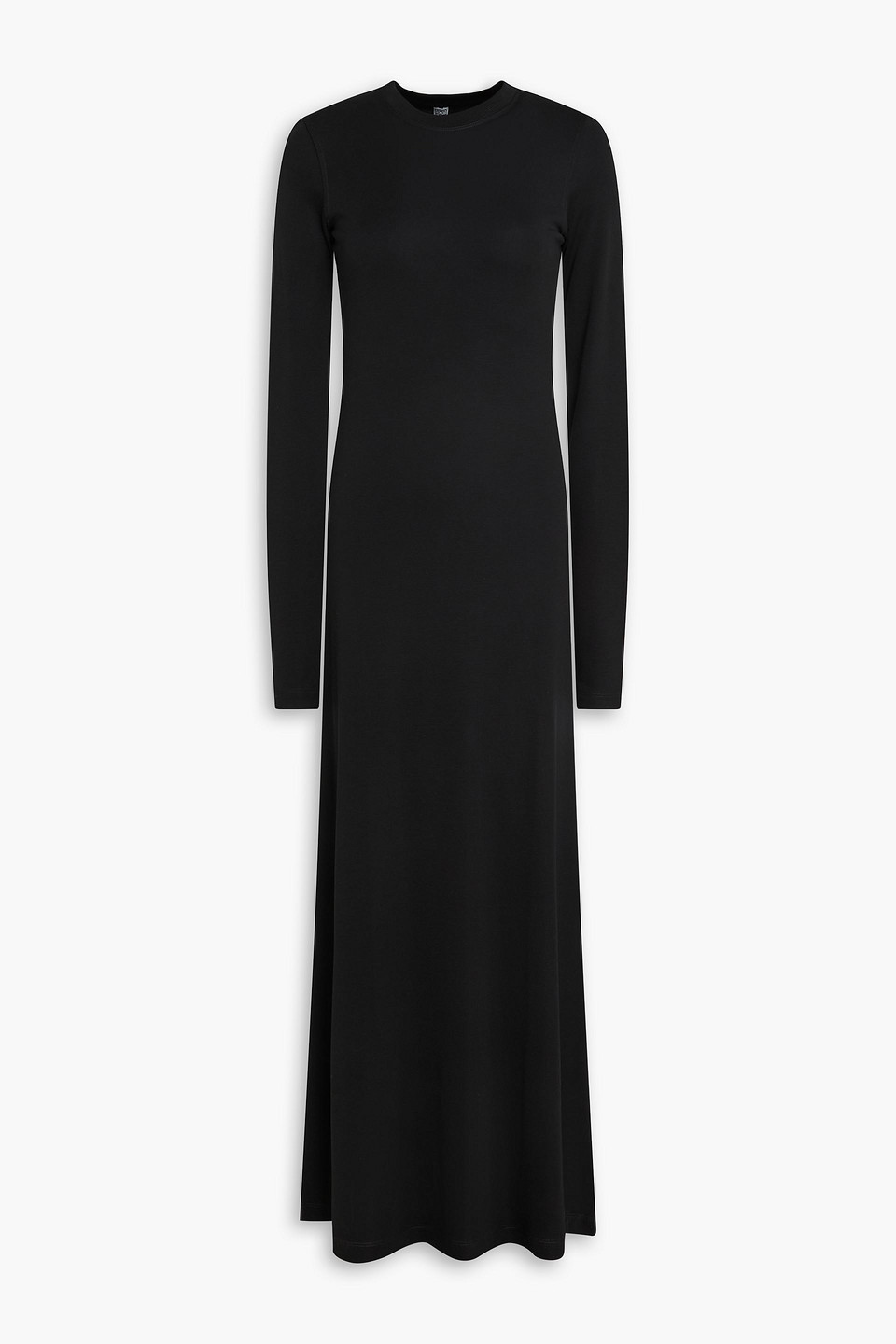 Totême Long-sleeve Slouch Waist Viscose Dress In Black