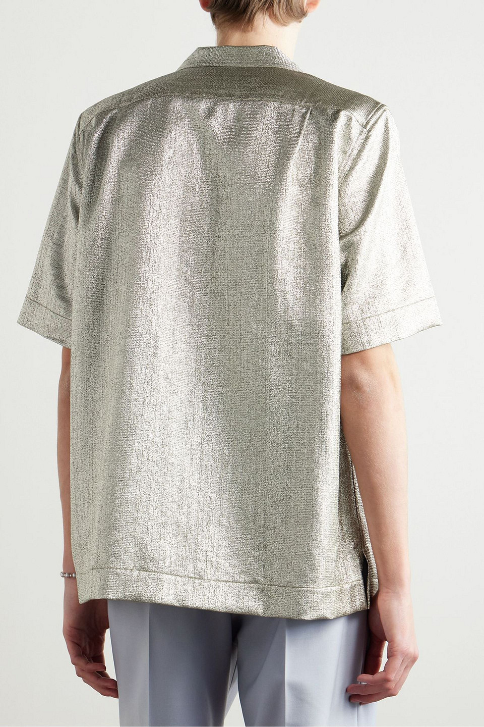  Dries Van Noten - Lamé Shirt - Metallic - It 44 