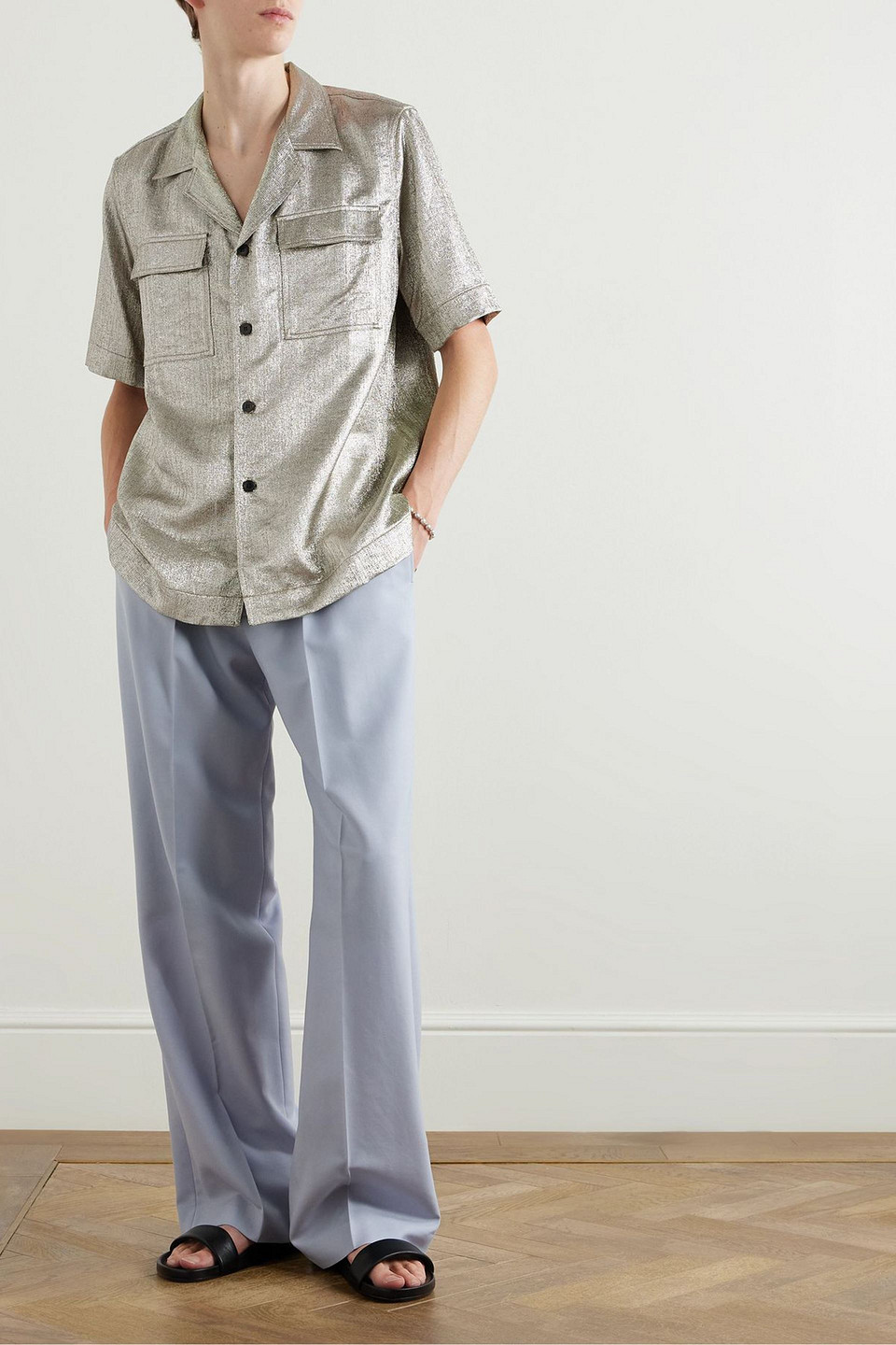  Dries Van Noten - Lamé Shirt - Metallic - It 44 
