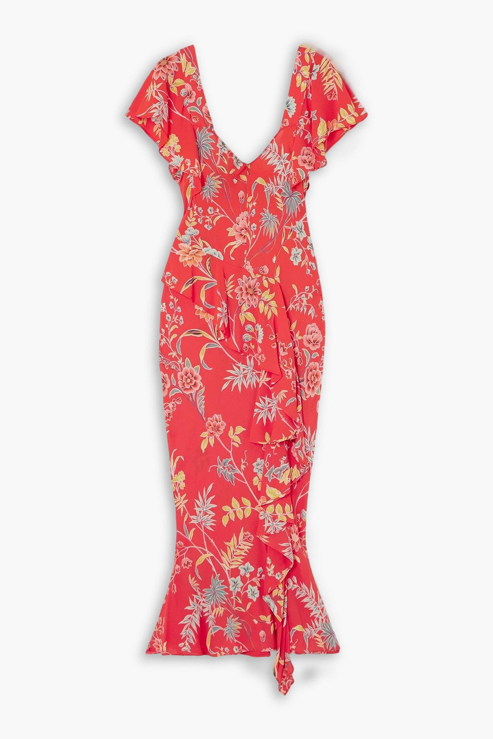 etro - floral-print crepe midi dress - red - it 44
