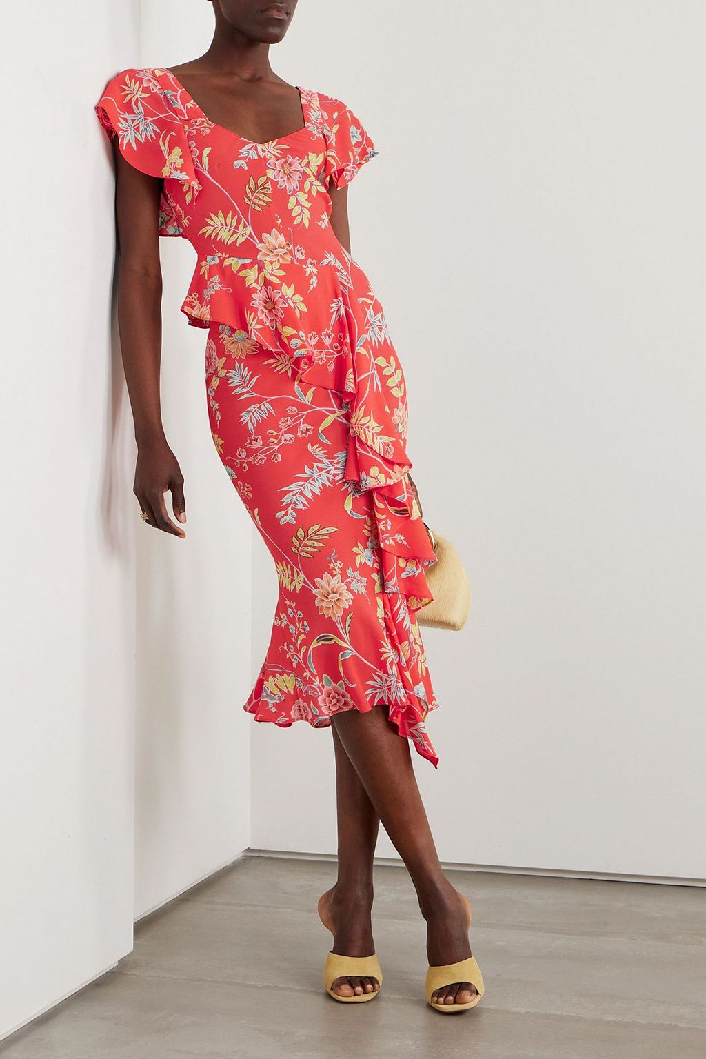 midi dress button front ASTR the Label | McKinley Button-Front Midi Dress in Avocado