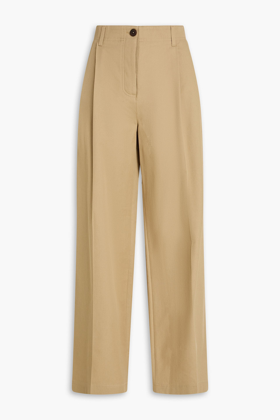 Totême Pleated Cotton-twill Straight-leg Pants In Brown