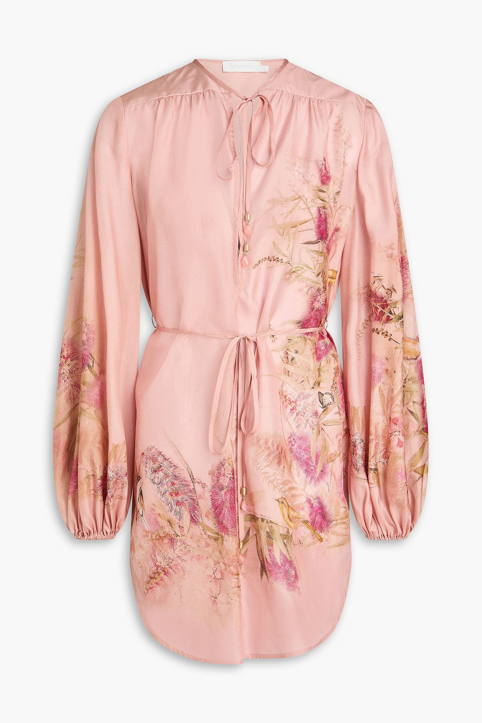 Zimmermann Floral-print Silk Tunic In Pink