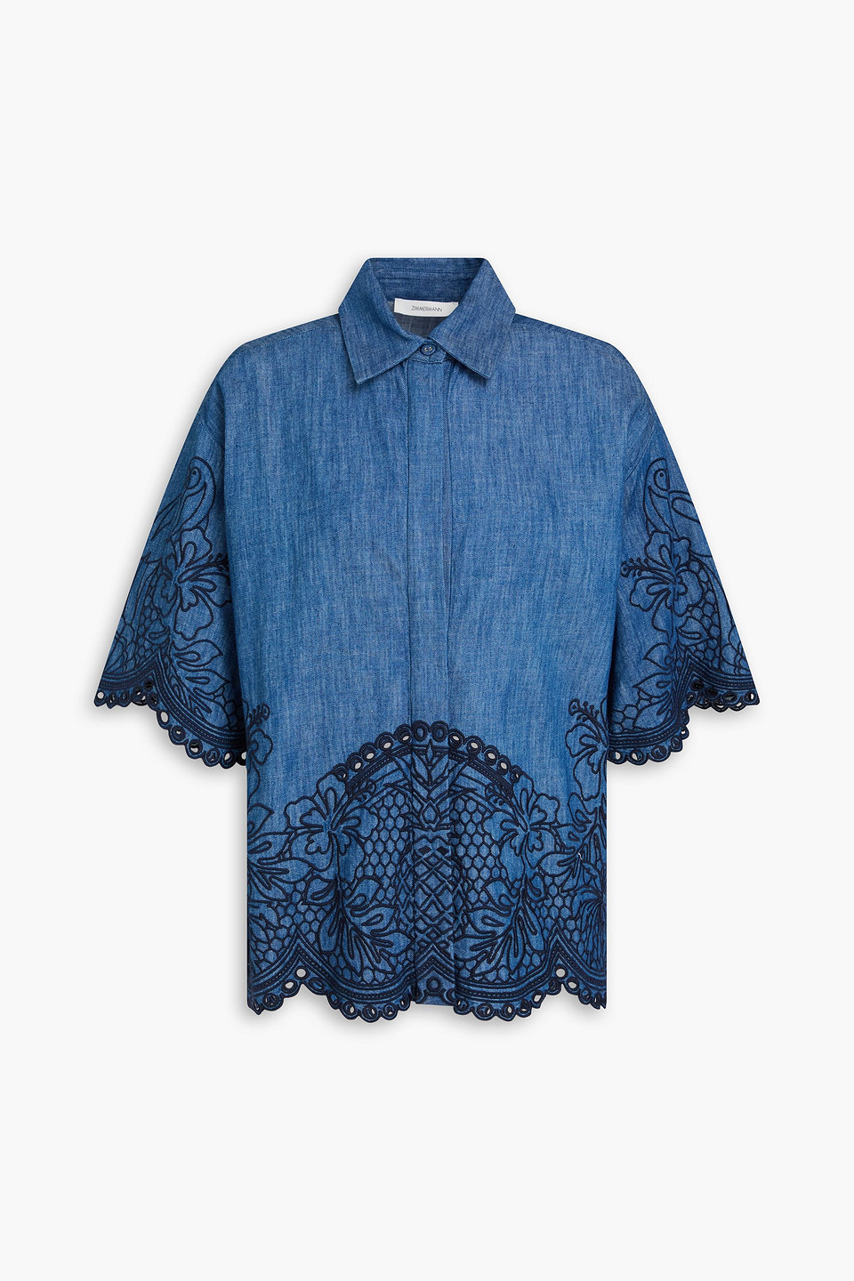 zimmermann - embroidered denim shirt - blue - 2